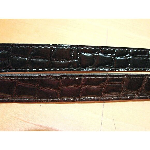 Lot of 2 Womens Brown Black Croc Design Faux Leather Dress Belts Size 10 - Picture 4 of 8